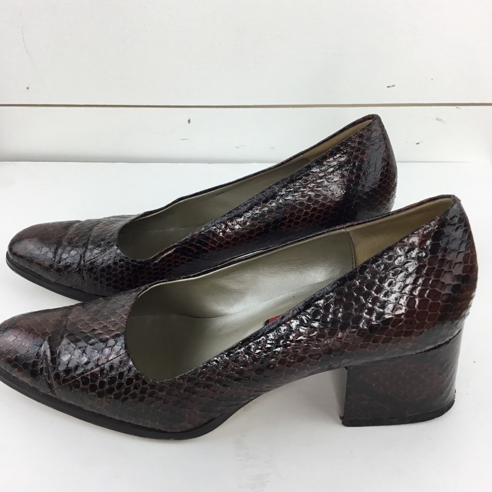 Phyllis Poland Faux Snake Skin Block Heel Shoe 8